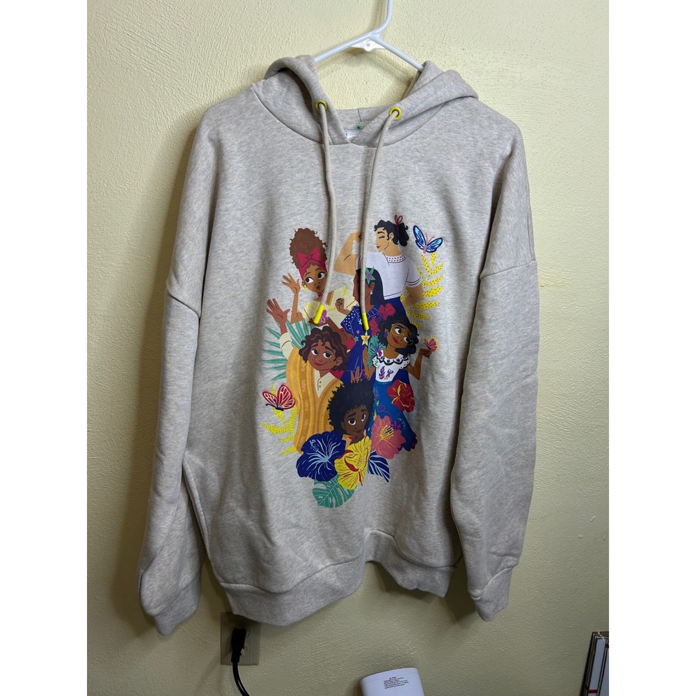 Disney Encanto La Familia Es Todo Graphic Hoodie Sweatshirt Beige Medium